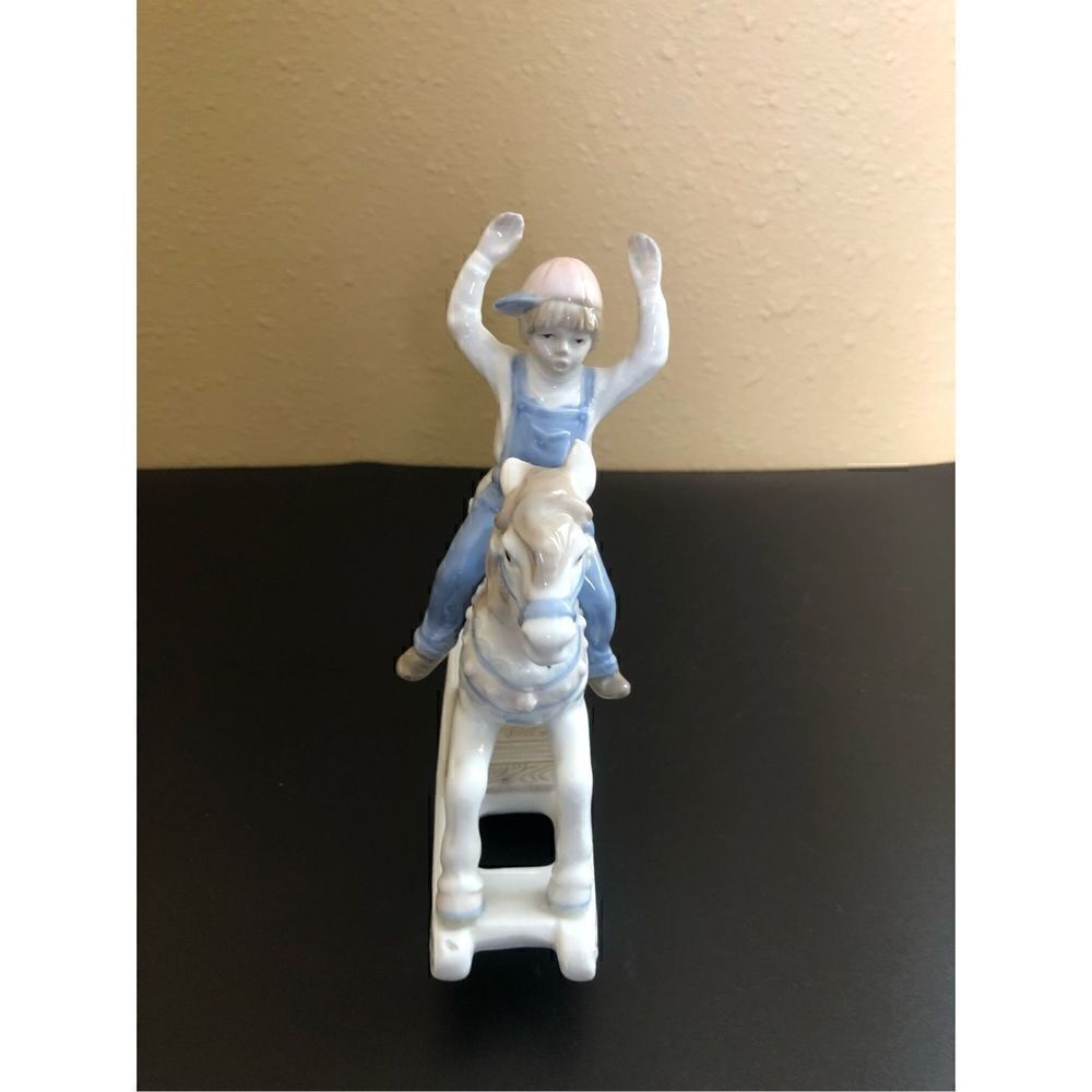 Vintage 1991 Paul Sebastian Boy on Rocking Horse Horses Figurines ceramic